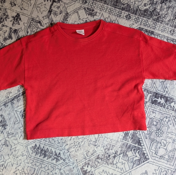 Girls Zara Red Sweatshirt Set With Cropped Top Size 9/10 - Picture 5 of 5